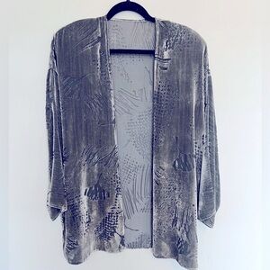 Peggotty Artwear Gray Open-Front Silk Jacket size 14